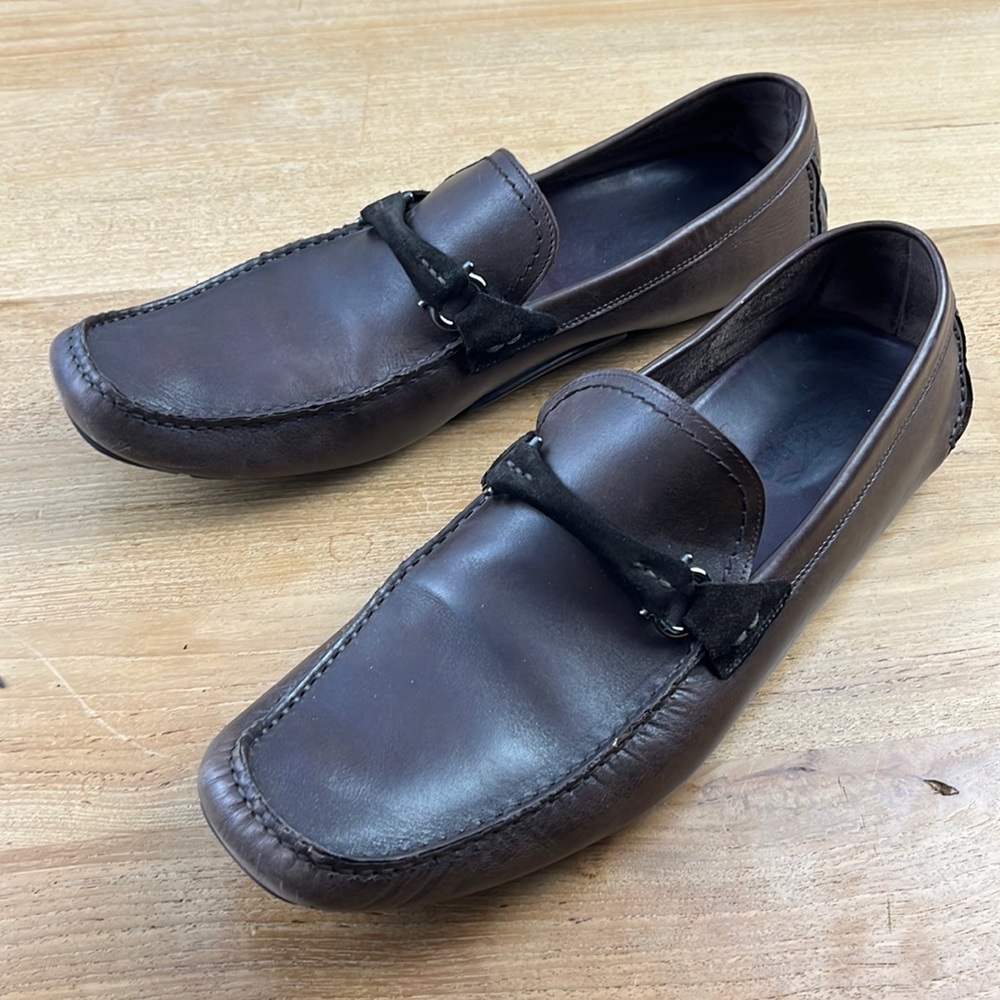 Ferragamo suede buckle loafer
